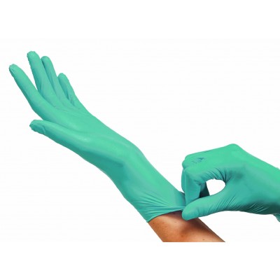 Rękawice nitrylowe bezpudrowe M zielone MAXTER 100 szt